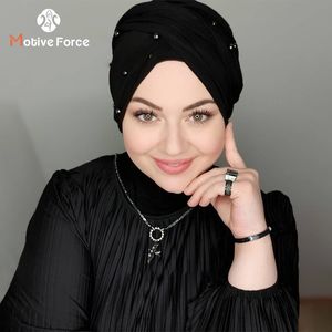 Hijabs Mode Musulmane Perle Noir Modal Hijab Undercap Abaya Hijabs Pour Femme Abayas Jersey Foulard Robe Femmes Turbans Turban Cap 230426