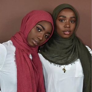 Hijabs Mode musulmane femmes froissé Hijab écharpe doux solide foulards Multi fonction froissé châle hijabs femmes musulmanes hijab écharpe Ma 230426