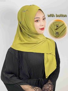 Hijabs musulmán hijab diamante alta elasticidad de color sólido Hijab bufanda islámica lista para usar turban plisado hijab hojals D240425