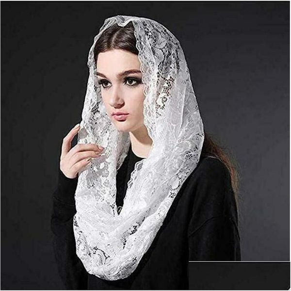 Hijabs Velo musulmán Velos nupciales de encaje Accesorios de marfil negro 230509 Entrega de gotas Sombreros de moda Bufandas Guantes Envolturas DHJG2