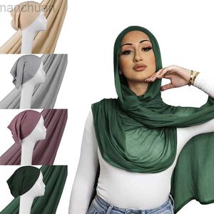 Hijabs oversized licht viscose rayon hijab sjaal met jersey binnenkappen sjaal dunne gewoon motorkap hooabe femme moslim headwraps 190x85cm d240425