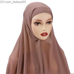 Hijaabs Effen Kleur Chiffon Hijab Sjaal Met Bandage Antislip Hoofdband Islam Hijaabs Headwrap Vrouwen Mode Moslim Tulband Ademend 220816 Z230630