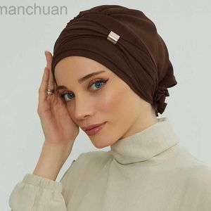 Hijabs gewone moslim instant tulban hoed binnenste hijabs caps vrouwen islamitische bandana motana hoeden vrouwelijke headwrap turbante mujer bloem d240425