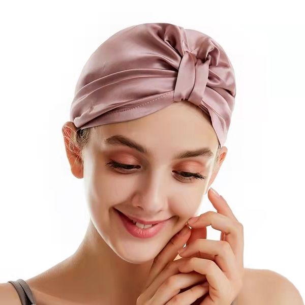 Bonnets de cheveux en soie Pure pour femmes, Hijabs, bonnet de nuit de styliste, bonnet de mûrier pour soins, protection, bandeau, 100, 230517