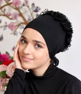 Hijabs Ramadan Musulman Mode Femmes Hijab Écharpe Stretch Turban Bonnet Cravate Dos Volumateur Underscarf Bandeau Indien Wrap Headwrap 230426