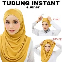 Hijabs foulard musulman de grande taille en deux pièces avec menton intérieur femme Amira prêt à porter un foulard de haute qualité 230512