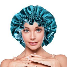 Hijabs Solid Women Satin Bonnet Fashion Stain Silky Big Bonnet For Lady Sleep Cap Headwrap Hat Hair Wrap Accessoires Groothandel 230511