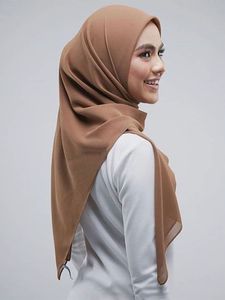Hijabs carré Hijab en mousseline de soie foulards pour femmes musulmanes mode châles plaine en mousseline de soie chapeaux Hijab écharpe femmes voile 230426