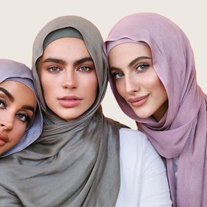 Hijabs viscose hoofddoek set kleur matching hoed zuiver katoenen patroon moslim dames sjaals zachte sjaal rayon dubbele naad rand sjaal 230512
