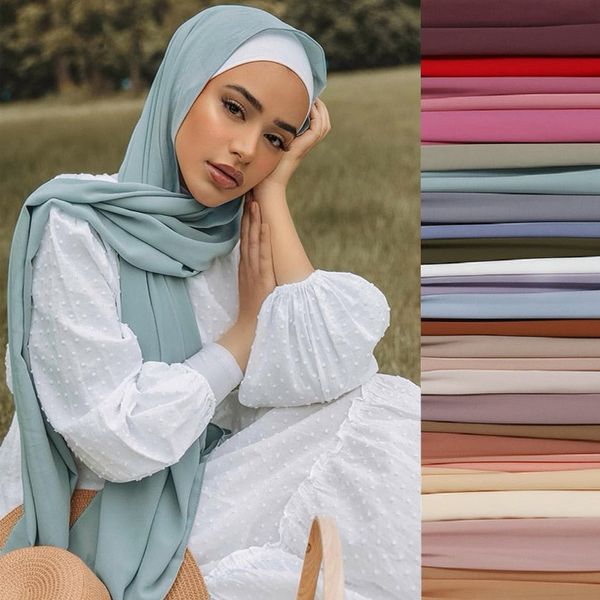 Hijabs femmes musulmanes en mousseline de soie Hijab châles écharpe Modal coton Jersey plaine doux pour femme Voile bandeau 70180 cm islamique 230823