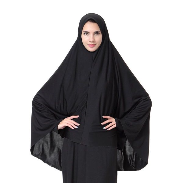 Hijabs Femmes Prière Vêtements Noir Arabe Long Musulman Hijab Chapeau Islamique Casquette Intérieure Wrap Couvre-chef Erings Malaisie Foulard Drop Delive Dhcou