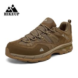 HikeUp Llegada zapatos de senderismo de cuero Desgaste de ropa al aire libre Sport Men zapatillas de cordones de trekking de trekking de trekking 240415