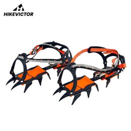 Hikevictor Crampons à neige glacée à 12 dents Pince antidérapante en acier au manganèse pour la marche en plein air en hiver Pêche Couvre-chaussures antidérapants 240102