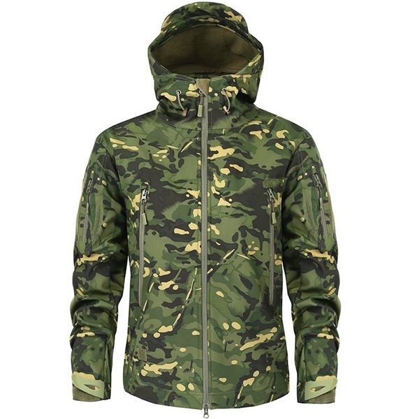 Senderismo Ejército Chaquetas Hombres Camuflaje Militar Táctico Otoño Invierno Piel de tiburón Soft Shell Impermeable Rompevientos 210811