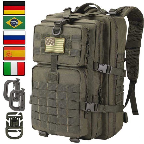 Bolsas de senderismo 30L o 45L Mochila táctica militar Paquete de asalto Mochila impermeable Camping al aire libre Mochila de caza Anillos en D Parche de bandera YQ240129