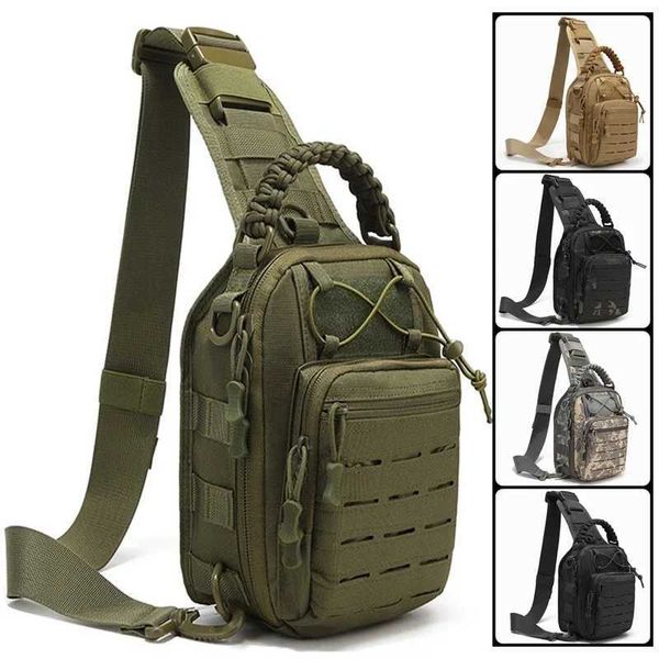 Randonnée Sacs Sac à bandoulière tactique militaire sac à dos à bandoulière 900D Oxford hommes sac de poitrine en plein air escalade Camping pêche Trekking Molle armée sac YQ240129