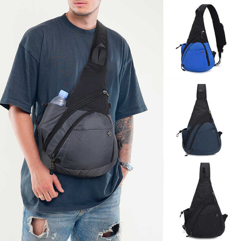 Bolsas de caminhada bolsa de ombro à prova d'água de camping para homens para homens anti-roubo pacote de peito de ciclismo Saco de caminhada de pesca tática L221014