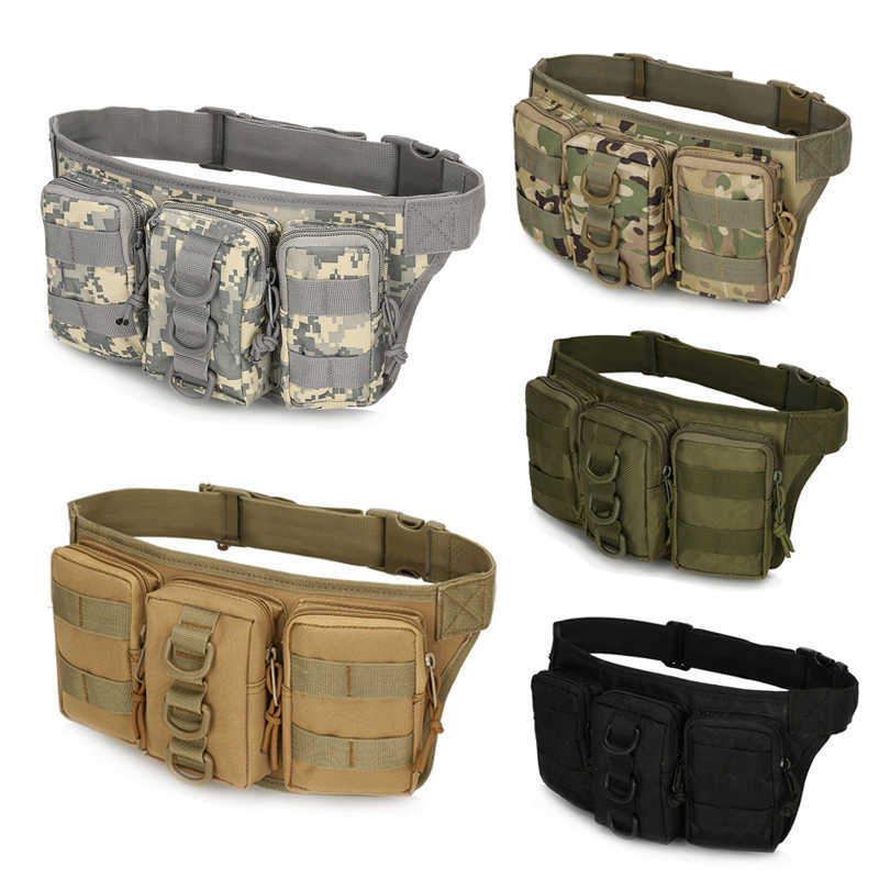 Vandringar Utility Tactical Men midja Fanny Bag Pack Pouch EDC Militär camping Vandring Klättring Hip Bum Belt Bag Outdoor Molle Midjeväska L221014