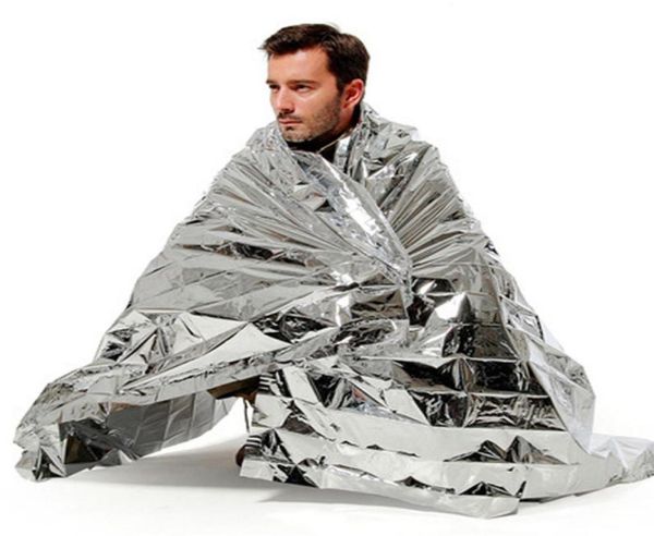 Randonnée Camping Fournitures Argenté Mylar Étanche Sauvetage D'urgence Espace Feuille Couverture Thermique Coussinets Extérieurs PET 10 PCS6177872