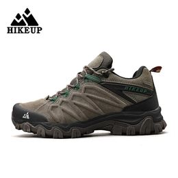 Calzado de senderismo HIKEUP, zapatos de senderismo de cuero de alta calidad, duraderos, para deportes al aire libre, zapatos de cuero para senderismo para hombres, zapatillas de deporte con cordones para escalar y cazar 231011