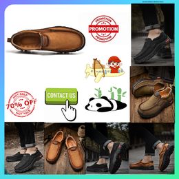 Chaussures de randonnée décontractées pour hommes, mocassins plats de luxe de styliste en cuir véritable, antidérapants, baskets d'entraînement en cuir