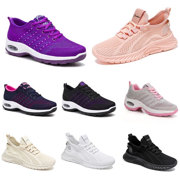 Zapatos de senderismo hombres nuevas mujeres corriendo zapatos planos suave moda púrpura blanco negro cómodo bloqueo de color deportivo Q63-1 gai 683