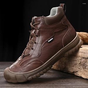 Wandelschoenen Heren 150 Laarzen Treking Sneakers Onverwoestbaar Warm Pluche Bont Winter voor Mannen Antislip Mannelijke Enkel Echt Leer 569