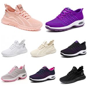 Chaussures de randonnée Nouvelles hommes Running Femmes Chaussures plates Soft Sole Fashion Purple blanc noir confortable Couleur sportive Blocking Q82 Gai 613