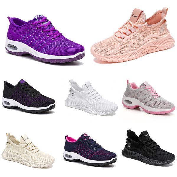 Randonnée femme new Men Shoes Running chaussures plates Soft Sole Fashion Purple blanc noir confortable Couleur sportive Blocking Q73-1 Gai 234