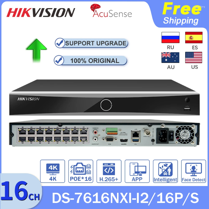 Hikvision NVR POE 16CH DS-7616NXI-I2/16P/S 4K 12MP ACUSENSE H.265 HDD 8CH DS-7608NXI-I2/S Gözetim Video Kaydedici Sistemi