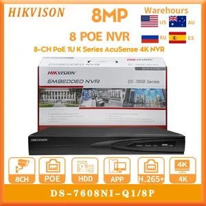 Hikvision Original 4K PoE NVR 8CH DS-7608NI-Q1/8P Audio bidirectionnel pour caméra de sécurité CCTV enregistreur vidéo réseau