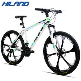Hiland 26 inch 21 Speed ​​Aluminium Legering Suspensie Vork Bicycle Dubbele schijfrem Mountain Bike en GRATIS Gift Fenders