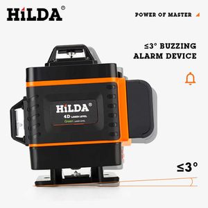 HILDA 12/16 Lijnen 3/4D Laser Level Self-ing 360 Horizontaal En Verticaal Kruis Super Krachtig Groen