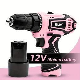 Hilda 12V Lithium Electric Force Pink Cordslessless Tournevis Perfoated Hand Mini Power Driver 240420