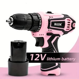Hilda 12V Lithium Electric Force Pink Cordslessless Tournevis Perfoated Hand Mini Power Driver 240407