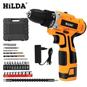 HILDA 16.8V Perceuse électrique avec batterie au lithium rechargeable Tournevis sans fil Outils électriques à deux vitesses Y200321