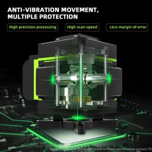 Hilda Laser Level 12 Lijnen 3D Zelfnivellering 360 Horizontale en verticale kruis Super krachtige groene laserstraallijn