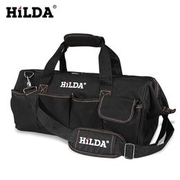 Hilda Tool Bags Waterdichte mannen Canvas Tool Bag Elektricien Hardware Grote capaciteit Reismaat 12 14 16 18 inch Y200324
