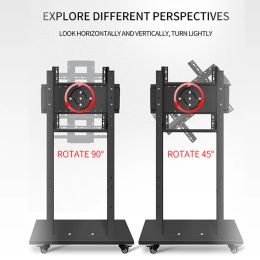 Hillport 43 "-75" Cart de TV Lifting Free Rolling Mount Stand Carry Stolley Pantalle LED Monitor LCD LCD de baja altura Soporte TV Mesa 5511