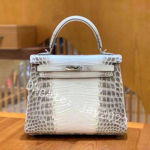 10s Designer Bag Himalayan 25 cm Tote Tas Real Shinny Niloticus Crocodile Bag Brand Purse Luxury Handtas Volledig handgemaakte waslijn Stiksel