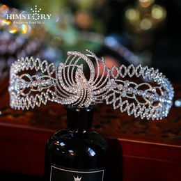 Himstory Design Shiny Crystal Tiara Crown Wedding Royal Bridal Accessories Rhinestone Tiaras Pageant Hair Jewelr Clips Barrettes