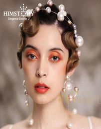 Himstory – bandeau de mariée en perles européennes de haute qualité, avec boucles d'oreilles, accessoire de cheveux de mariage, coiffure de soirée, de bal, 5194336