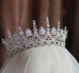 Himstory Noble Beauty Princess Tiara Cubic Zircon Wedding Bridal Crown Rhinestone Pageant Crown for Brides Bandbands3767040