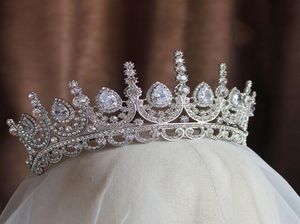 Himstory Noble Beauty Princess Tiara Cubic Zircon Wedding Bridal Crown Rhinestone Pageant Crown for Brides Hoofdbanden4478812