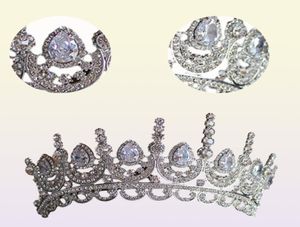 Himstory Noble Beauty Princess Tiara Cubic Zircon Wedding Bridal Crown Rhinestone Pageant Crown For Brides Bides Bandbands Y2008072756089