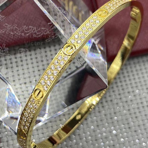 hin Love bangl bracelet en or pour femme 16-19CM diamant de créateur plaqué or qualité T0P cadeau d'anniversaire de luxe de la plus haute qualité avec boîte