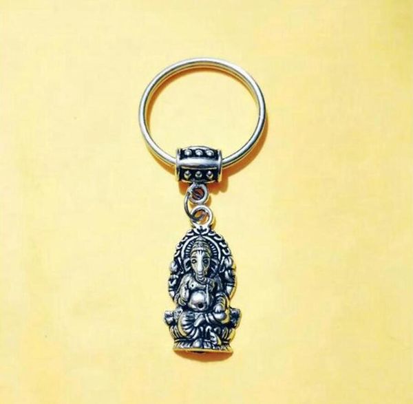 Hindou Elephant God Keychain Keychain Key-Bague pour support de sac Charme Pendentif Carte de voiture Clé Chaînes Key Run Spirit Bouddhist amulets Bijoux 804