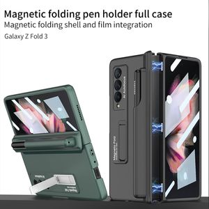 Scharniergevallen voor Samsung Galaxy Z vouw 3 5G Case glasfilmscherm Beschermer magnetische vouwlingspenhouder cover