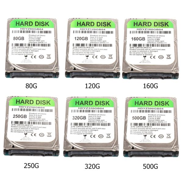 Chômes 2,5 pouces SATA III 5400 tr / min Disque dur interne Disk avec 80 Go 120 Go 160 Go 250 Go 320 Go 500 Go HDD interne pour ordinateur portable PC ordinateur