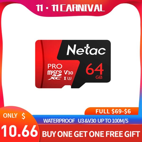 Bisagras de bisagras Netac P500 Micro SD Tarjeta 64GB Memoria Flash Memory Class10 Suntrsi Grabación Full HD Video 4K Ultra HD Video para cámara